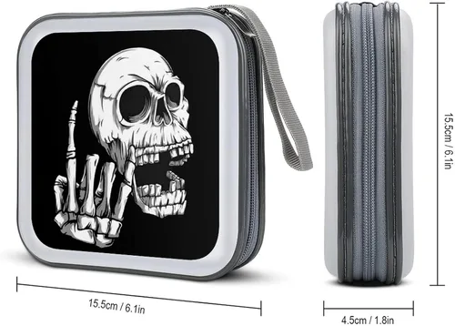 Vista 2 de Rock 'N Roll Skull - Funda de plástico para CD, bolsa organizadora de almacenamiento para auto y hogar