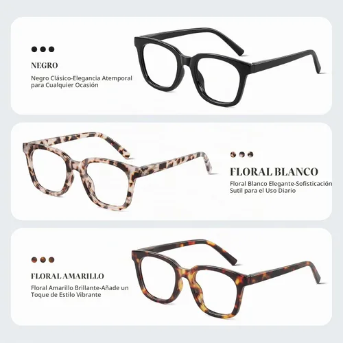 Vista 3 de Reading Glasses for Women Men - Blue Light Blocking Magnifying Readers,Square Anti-Glare Computer Eyeglasses Multi-01