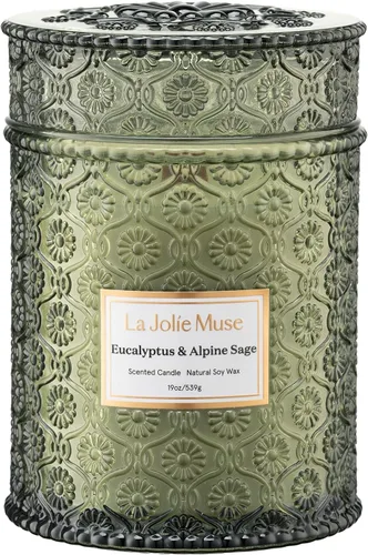 Vista 13 de LA JOLIE MUSE Vela de vainilla y coco – Coco, freesia y vainilla Vela de mecha de madera grande de 19 oz Cera de soja natural 90 horas de Isla