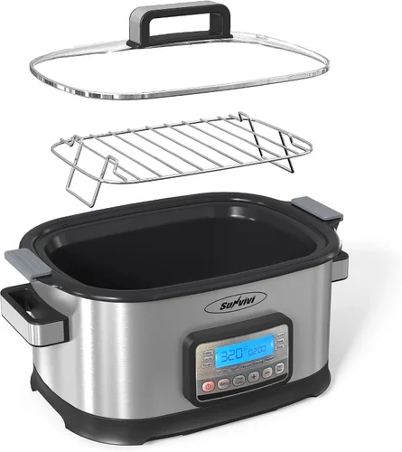 Vista 9 de Multicocina 11 en 1, horno asador de olla lenta de 6.5 cuartos de galón, olla multifuncional programable digital con temporizador, control
