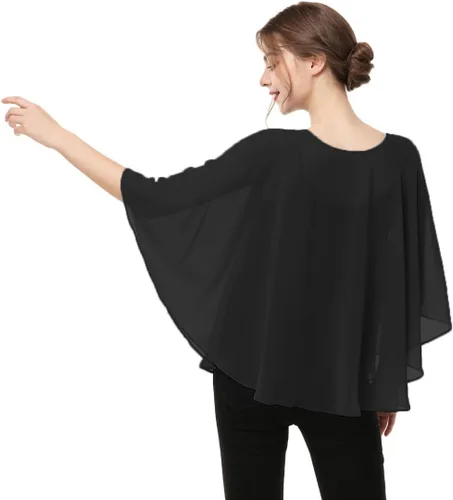 Vista 7 de Capas para mujer, chal de gasa casual, capa transparente, chal y envoltura, poncho