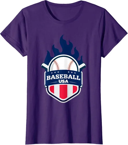 Vista 10 de Baseball USA Support the Team Shirt - Camiseta con la bandera de Estados Unidos, Blanco, S