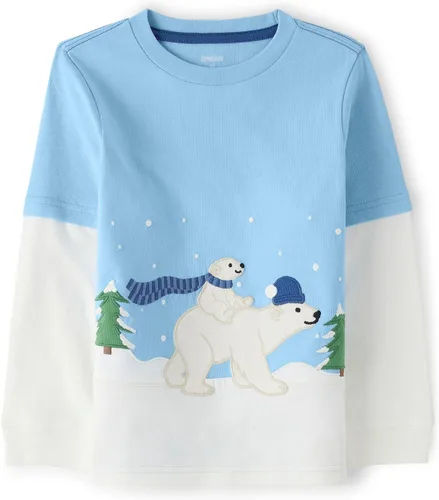 Vista 11 de Gymboree Camisetas de manga larga bordadas para otoño y vacaciones para niñas y niños pequeños Perfume negro