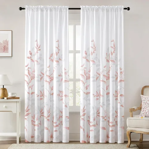Vista 11 de HOMEIDEAS Cortinas traslúcidas de privacidad gris claro y blanco, 52 x 96 Hojas-gris claro