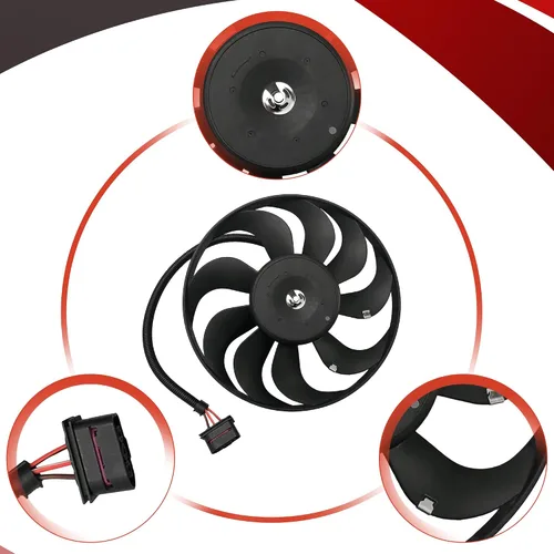 Vista 3 de PartsFlow Ventilador de enfriamiento del radiador izquierdo para Audi TT/TT Quattro 2000-2006 para Volkswagen Golf 1999-2006 para Volkswagen Jetta