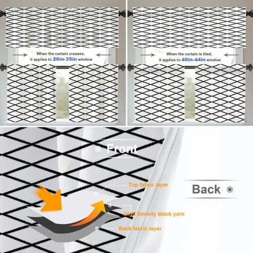 Vista 3 de Cortinas opacas de poliéster multicapa para cafetería, con diseño de diamantes, 2 unidades, 26 x 24 pulgadas