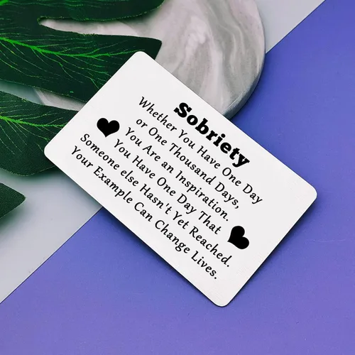 Vista 3 de Regalo de recuperación de adicciones para mujeres y hombres, tarjeta de inserción de billetera de metal, regalo de sobriedad, regalo de recuperación