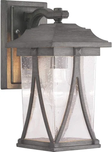 Vista 10 de Progress Lighting Abbott Collection - Farol de pared pequeño de cristal transparente con semilla para exteriores, 1 luz, bronce antiguo