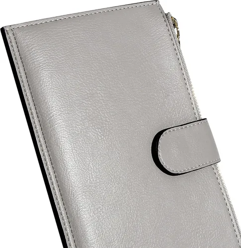 Vista 5 de ZRTARY Carteras para mujer con bloqueo RFID de cuero delgado y doble cartera organizadora de tarjetas con bolsillo con cremallera