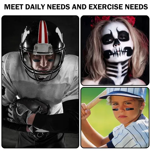Vista 6 de CAHIUYOA 3 unidades de palo negro para ojos deportivos, fútbol, béisbol, sóftbol, pintura corporal para atletas, deportes, payaso, maquillaje