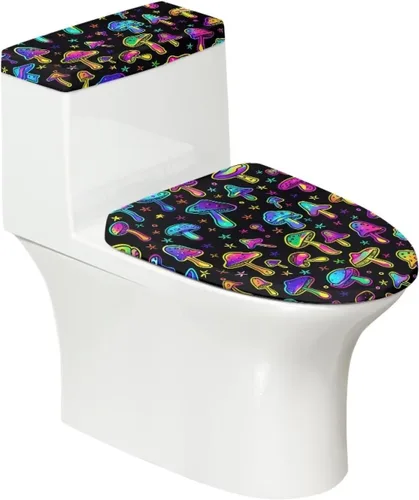 Vista 17 de Flashideas Juego de cubierta para tanque y tapa de inodoro con estampados de patas de perro coloridas - Elástico, se adapta a la mayoría de tanques