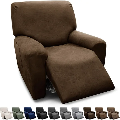 Vista 45 de Fundas para Sillón de 2 Piezas con Cojín en T, Fundas de Aspecto de Cuero para Sofá, Fundas para Sillas, Protector de Muebles Elástico, Funda