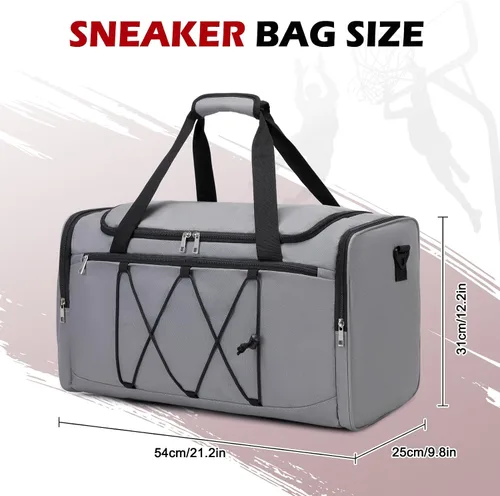 Vista 2 de Bolsa de lona para tenis para viajes, Gris