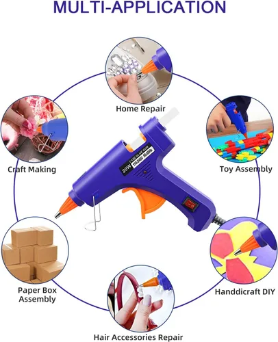 Vista 6 de Hot Glue Gun Kit Mini: Mini Hot Glue Guns Kit with 30 Sticks Melt Glue Gun Craft for Kids School DIY Arts Home Quick Repairs Blue