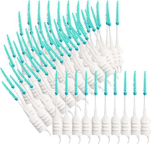Vista 5 de 400 cepillos interdentales de silicona de doble punta palillo de dientes de doble punta con cerdas de silicona cepillos dentales desechables entre