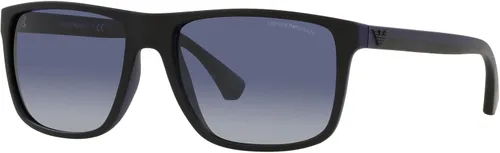 Vista 2 de Emporio Armani Gafas de sol redondas de moda para hombre, NegroGomaAzul Gradiente