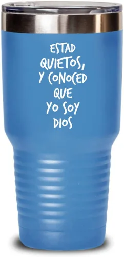 Vista 6 de Regalos catolica cristianas vaso en espanol con versiculos de la biblia para padres estad quietos