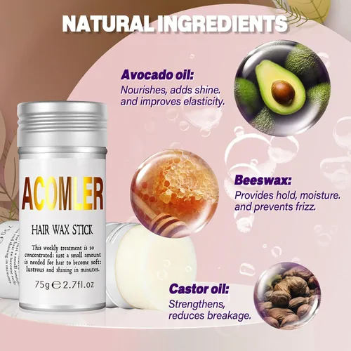 Vista 3 de Acomler Barra de cera para el cabello, barra de cera para el cabello, barra de cera para el cabello, barra de cera para cabello no graso