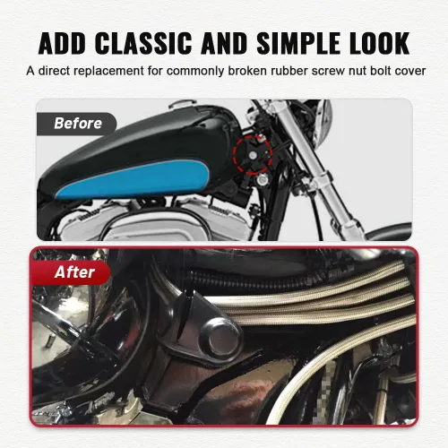 Vista 5 de FSFY - 2 piezas de cubierta de tuerca de perno de goma impermeable negra apta para motocicleta Harley Touring