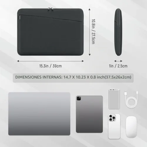 Vista 5 de Funda protectora duradera para laptop de 14 y 15 pulgadas, delgada, acolchada y con bolsillo frontal, compatible con MacBook Air MacBook Pro HP