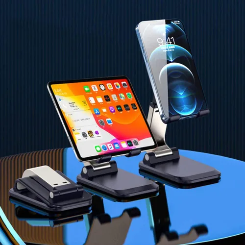 Vista 6 de VALINK Soporte de teléfono celular para escritorio ajustable en ángulo de altura Soporte de teléfono de metal de aluminio resistente, soporte Negro