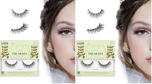 Vista 14 de KISS - Pestañas postizas de la colección Lash Couture The Muses, “Duquesa”, 16mm, negras, onduladas, hechas a mano, seda sintética refinada, banda