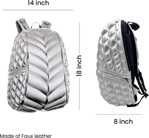 Vista 6 de Mochila para portátil de 15 pulgadas de alta calidad, funcional, duradera, elegante, bolsa de viaje, casual, para hombres y mujeres, Plata Hi-ho