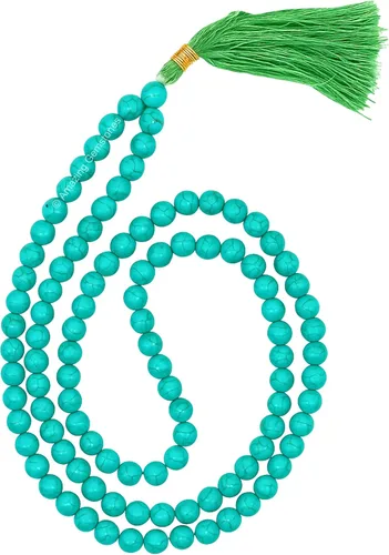 Vista 22 de Collar y Pulsera de Cuentas de Oración Japa Mala de Amazing Gemstone, 108 Cuentas para Meditación turquesa (African Turquoise)