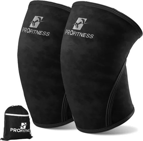 Vista 9 de Rodilleras ProFitness para levantamiento de pesas para hombres y mujeres - Rodillera de neopreno premium de 7 mm para levantamiento de pesas