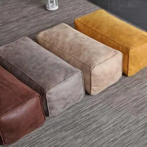 Vista 6 de Puf - Funda de sofá para puf (sin relleno), funda de sofá perezoso de doble asiento de piel de gamuza sintética, puf para sofá seccional, puf