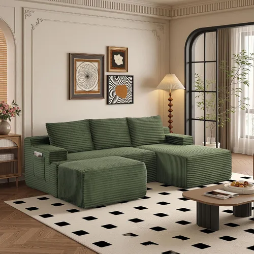 Vista 63 de Sofás seccionales de 105" para sala de estar, sofá cloud con forma de L tapizado, sofás modulares sin estructura rígida, sofá seccional moderno