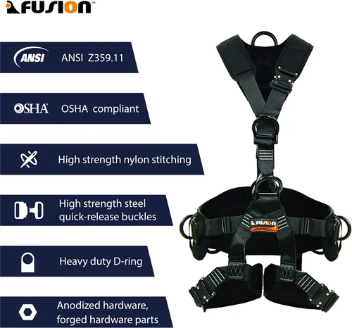 Vista 3 de Fusion Tac Rescue Arnés táctico de cuerpo completo Eva acolchado resistente ajustable con cremallera 23kn