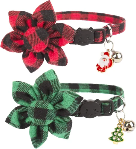 Vista 11 de ADOGGYGO Collares de gato con bandera americana con campana de flor removible, ajustables, patrón de bandera del 4 de julio en rojo y azul, collares