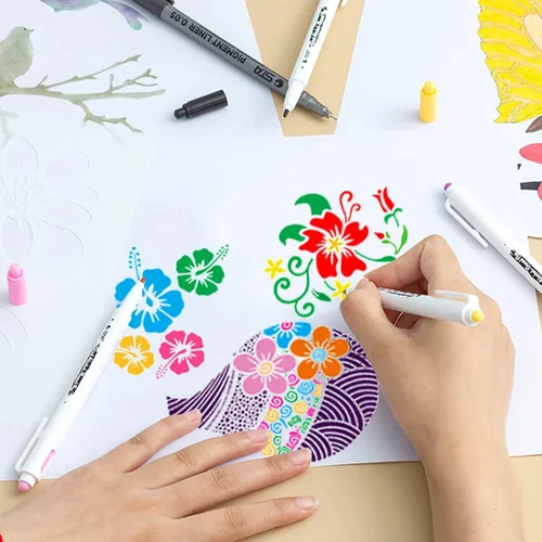 Vista 6 de Rolin Roly 20 plantillas de flores, plantillas de pintura de pájaros, ramas de árbol de pájaros, plantillas de dibujo de hojas de flores, plantillas