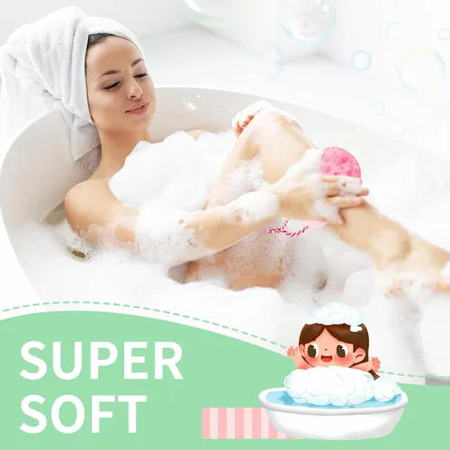 Vista 4 de Esponja de ducha de baño para mujer y hombre, masaje relajante corporal exfoliante esponja de lufa de limpieza profunda