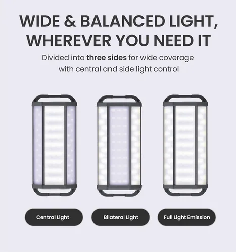 Vista 2 de CLAYMORE 3FACE NEO - Linterna LED recargable de 10 luces LED – 4,900 lúmenes, luz gran angular de 3 lados, tiempo de funcionamiento de 45 horas, 3