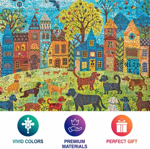Vista 5 de Cross & Glory - Rompecabezas de 1000 piezas para perros adultos Caninos coloridos: un día de parque para perros Rompecabezas de perros de parque