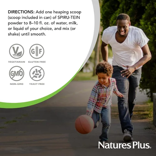 Vista 6 de NaturesPlus SPIRU-TEIN, mantequilla de maní de chocolate, 1.2 libras, batido de proteínas a base de plantas, sin OMG, vegetariano, sin gluten, 16