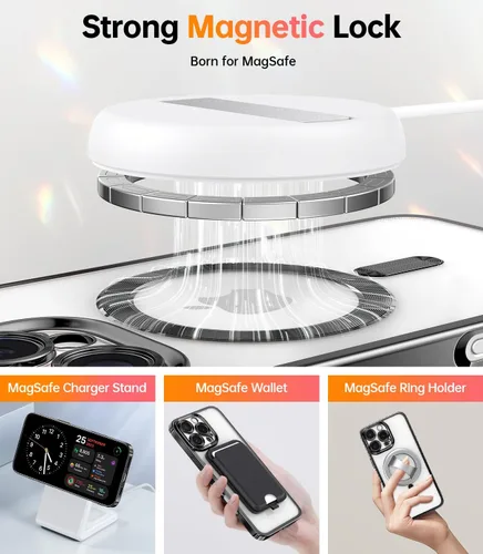Vista 6 de Meifigno Funda diseñada para iPhone 16 Pro de 6.3 pulgadas, [Tarjeta con Purpurina y Correa para la Muñeca] [Compatible con MagSafe] Protección