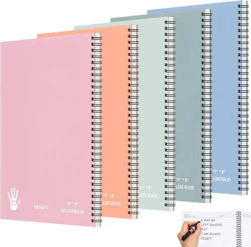 Vista 8 de Henoyso 5 cuadernos jumbo para zurdos de 100 hojas/200 páginas, libro de trabajo para zurdos de 11 x 9 pulgadas, cuaderno en espiral para zurdos