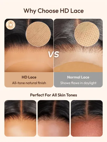 Vista 9 de Nadula Peluca sin pegamento 5x5 delgada HD BlendAway con onda corporal, cordón de ajuste, cabello humano, 180% de densidad, adiós a los nudos