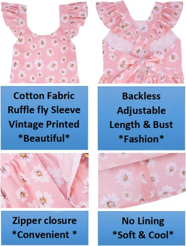 Vista 119 de Vestido de verano para niña, de algodón, con diseño floral