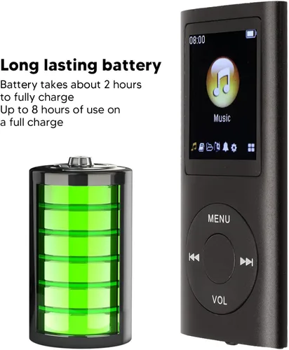 Vista 4 de Reproductor de MP3, elegante reproductor de música portátil sin pérdida con auriculares, compatible con tarjeta de memoria 64G, apagado del sueño