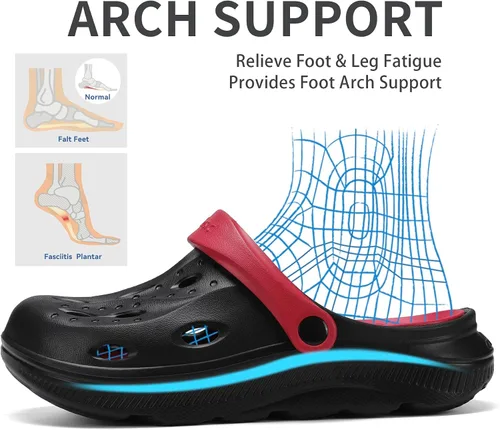 Vista 3 de Zuecos con soporte de arco para mujer y hombre, zapatos de jardín con acolchado, sandalias con fascitis plantar, antideslizantes, pantuflas de playa