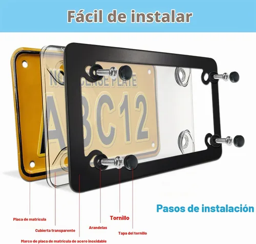 Vista 4 de FBJTDQ Marco de matrícula de motocicleta y cubierta protectora de burbujas