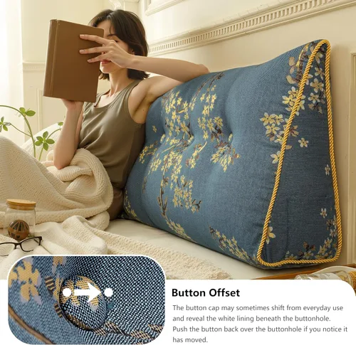 Vista 6 de WOWMAX - Almohada grande triangular con respaldo para cabecera, almohada de posicionamiento para lectura en forma de cuña, con funda extraíble