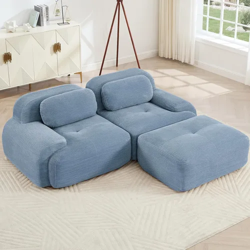 Vista 54 de Juego de sofás seccionales sin hueso de 117 pulgadas para sala de estar, modular en forma de L y sofá de 3 plazas con asiento profundo, almohadas