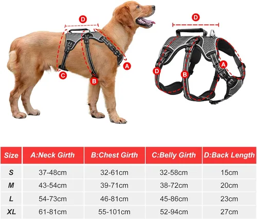 Vista 3 de HEELE Arnés para perro, arnés para perro a prueba de escapes, liberación en el cuello, chaleco ajustable reflectante sin tirones con mango duradero