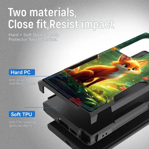 Vista 79 de Funda para Galaxy A14 5G, resistente de doble capa híbrida de policarbonato duro, goma suave, a prueba de golpes, funda protectora resistente