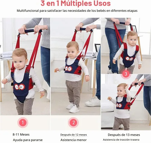 Vista 2 de Ayudante para caminar para bebés – Asistente ajustable para aprendizaje infantil con arnés desmontable – para 6-36 meses (A)